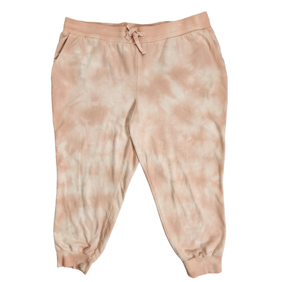 Torrid Womens Cropped Active Jogger Pants Plus Size 3X Light Pink Terry Tie Dye - Picture 1 of 8